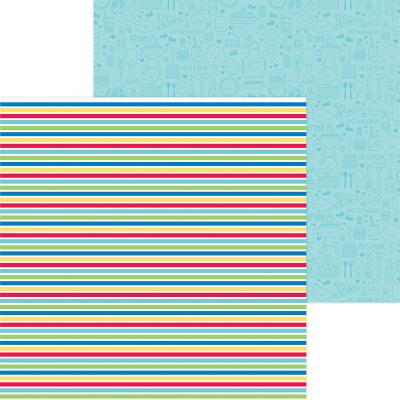 Doodlebug Bar-B-Cute Designpapier - Sno Cone Stripe